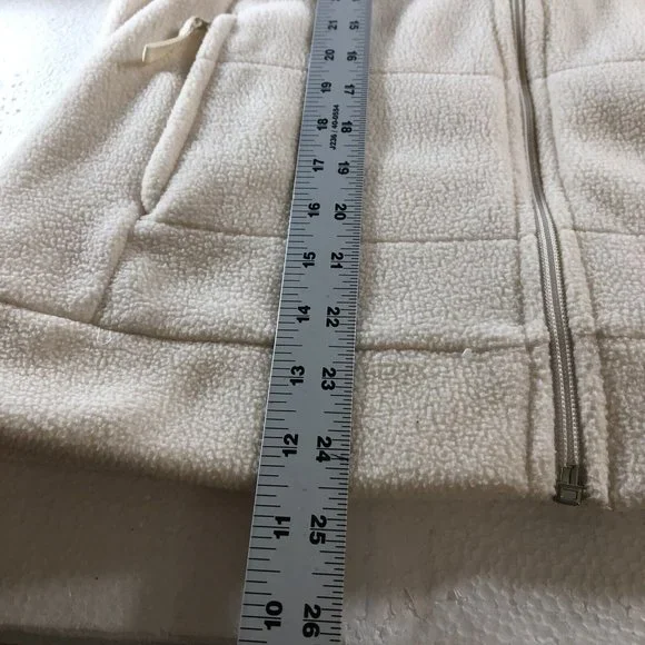 Merona Womens  Size L Full Zip Knit Sweater Jacket Fleece Ivory White Coat - Picture 6 of 12